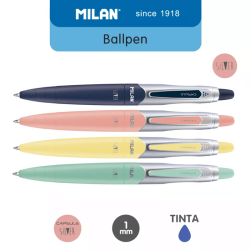Milan Blue Ink CAPSULE Silver Ball Pens