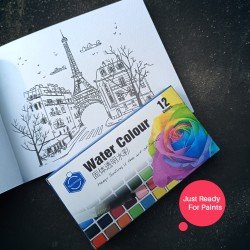 Watercolor Colouring Book With Watercolour Paint Set