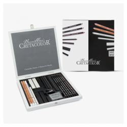 Cretacolor Black & White Charcoal Set of 25 Pcs in Wooden Box