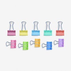 Paper Binder Clips Multicolor Set of 30