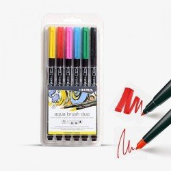 Lyra Aqua Brush Duo Markers Set Of 6 Primary Colors