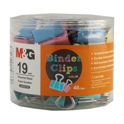 M&G Binder Clips Long Tail Clips Colorful Metal 40Pcs 19mm