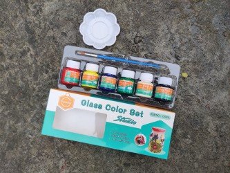 Keep Smiling Glass Color Paint Set of 6 + Free Brush