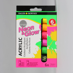 Daler Rowney Simply Neon And Glow Acrylic Paint Set of 6 Pcs – 12ml