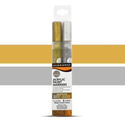 Daler Rowney Acrylic Paint Markers Gold & Silver Pack Of 2