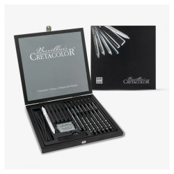 Cretacolor Wooden Black Box 20 Parts Charcoal & Drawing Set