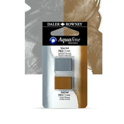 Daler Rowney Aquafine Watercolor Half Pan Pack of 2 Gold & Silver