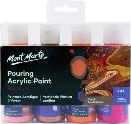 Mont Marte Pouring Acrylic Paint Set 4 x120ml - Coral