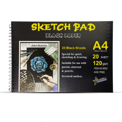 Gold Star Black Paper Sketch Pad 20 Sheets 120gsm A4