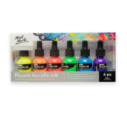Mont Marte Fluoro Acrylic Ink Premium Set of 6x20ml