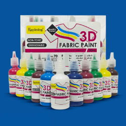 Keep Smiling Unwashable 3D Fabric Paint Set of 12 x 30ml
