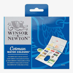 Winsor & Newton Compact Set of 14 Half Pans with Brush