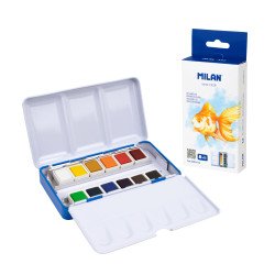 Milan Watercolor Set Of 12 Pcs Half Pan Metal Box