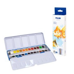 Milan Watercolor Set Of 24 Half Pans Metal Box