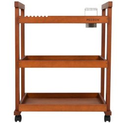 MEEDEN 3 Tier Storage Art Cart Trolley Light Walnut 6003
